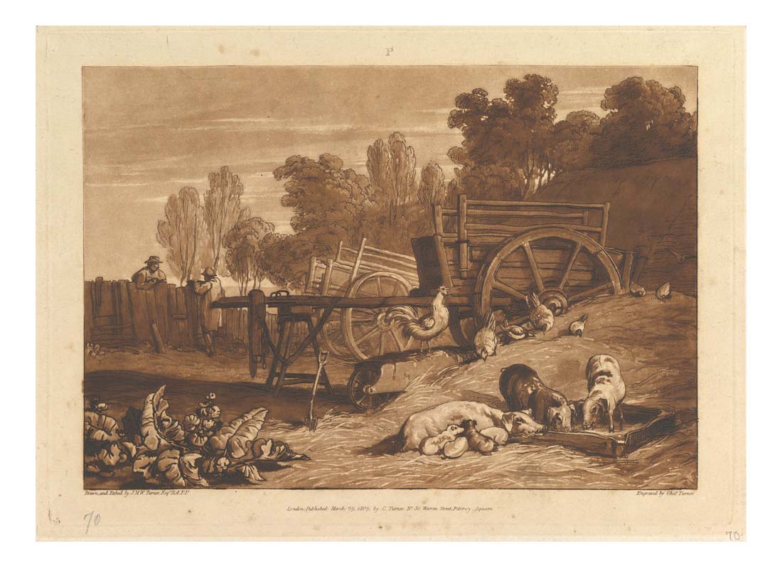 The Farm-Yard with the Cock, 1809 by John Mallord William Turner RA, 12x8"(A4) Poster
