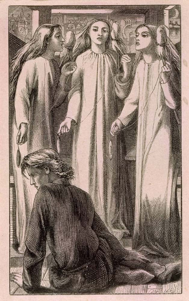 The Maids of Elfen-Mere,Dalziel Brothers, 1855 by Dante Gabriel Rossetti, English Pre-Raphaelite Painter,12x8"(A4) Poster Print