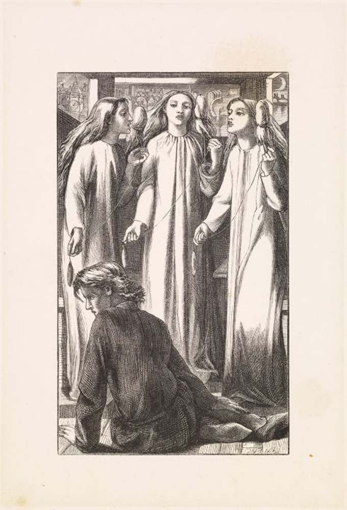 The Music Master - The Maids of Elfen-Mere -, 1854-55 by Dante Gabriel Rossetti, English Pre-Raphaelite Painter