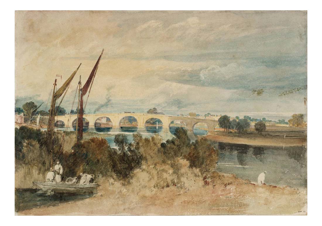The River Thames and Kew Bridge, with Brentford Eyot in the Foreground and Strand-on-Green Seen through the Arches, Low Tide, 1805 by John Mallord William Turner RA