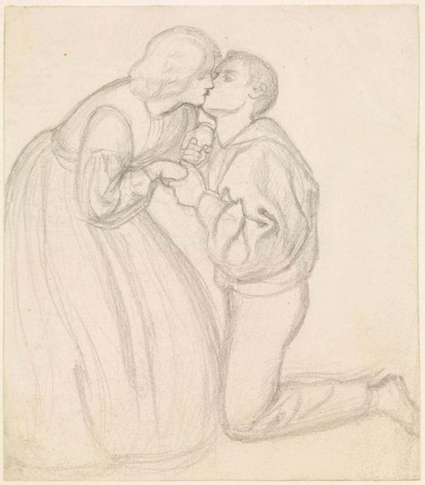 The Rose Garden - Figure , 1860-61 by Dante Gabriel Rossetti, English Pre-Raphaelite Painter,12x8"(A4) Poster Print