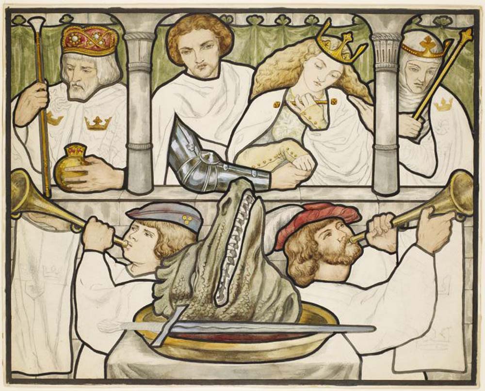 The Story of St George - the Marriage of St George, ca1875 by Dante Gabriel Rossetti, pre-Raphaelite artist, 16x12" (A3) Poster