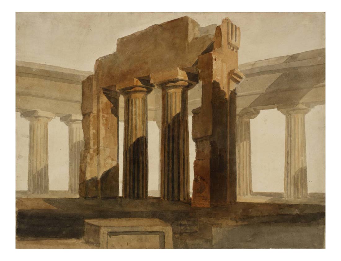 The Temple of Neptune at Paestum (after Giovanni Battista Piranesi), 1810 by John Mallord William Turner RA, 12x8"(A4) Poster