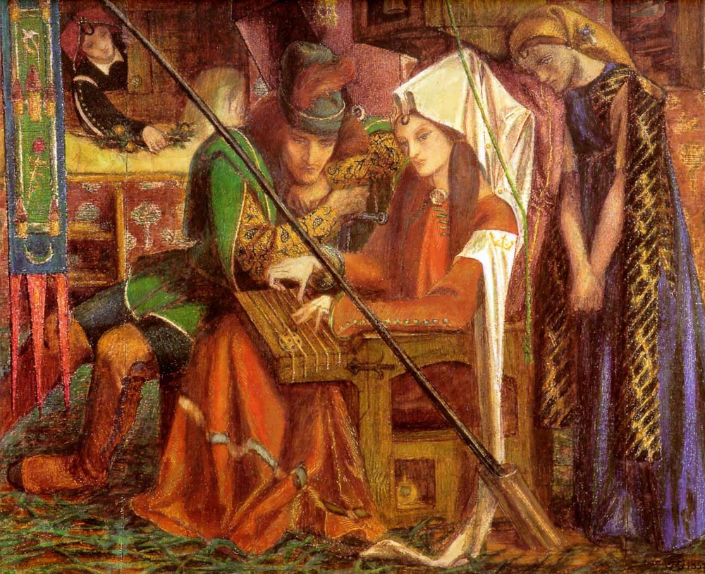The Tune of Seven Towers, 1857 by Dante Gabriel Rossetti, pre-Raphaelite artist, 12x8" (A4) Poster