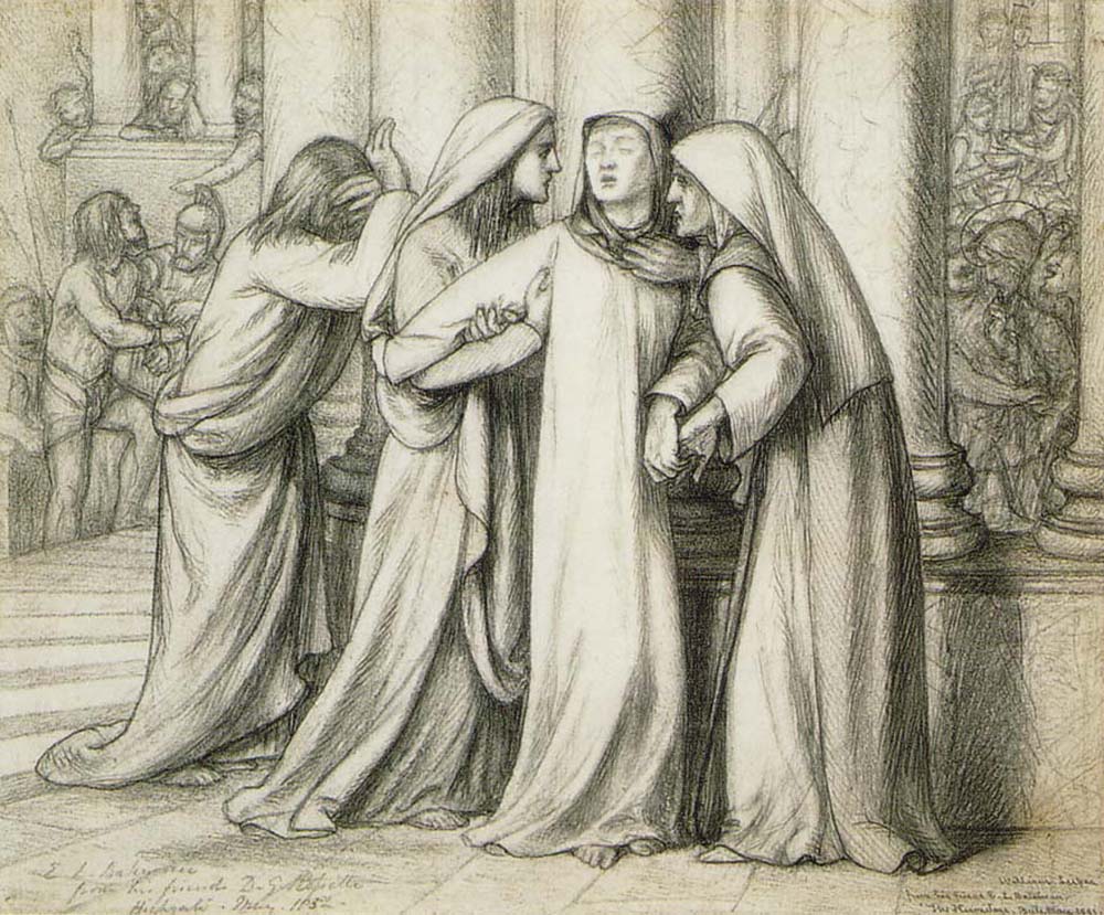 The Virgin Mary Being Comforted, 1852 by Dante Gabriel Rossetti, English Pre-Raphaelite Painter,12x8"(A4) Poster Print