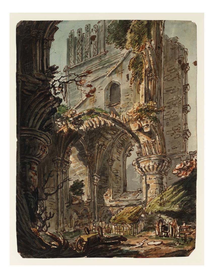 The West Tower of Malmesbury Abbey, 1791 01 by John Mallord William Turner RA, 12x8"(A4) Poster
