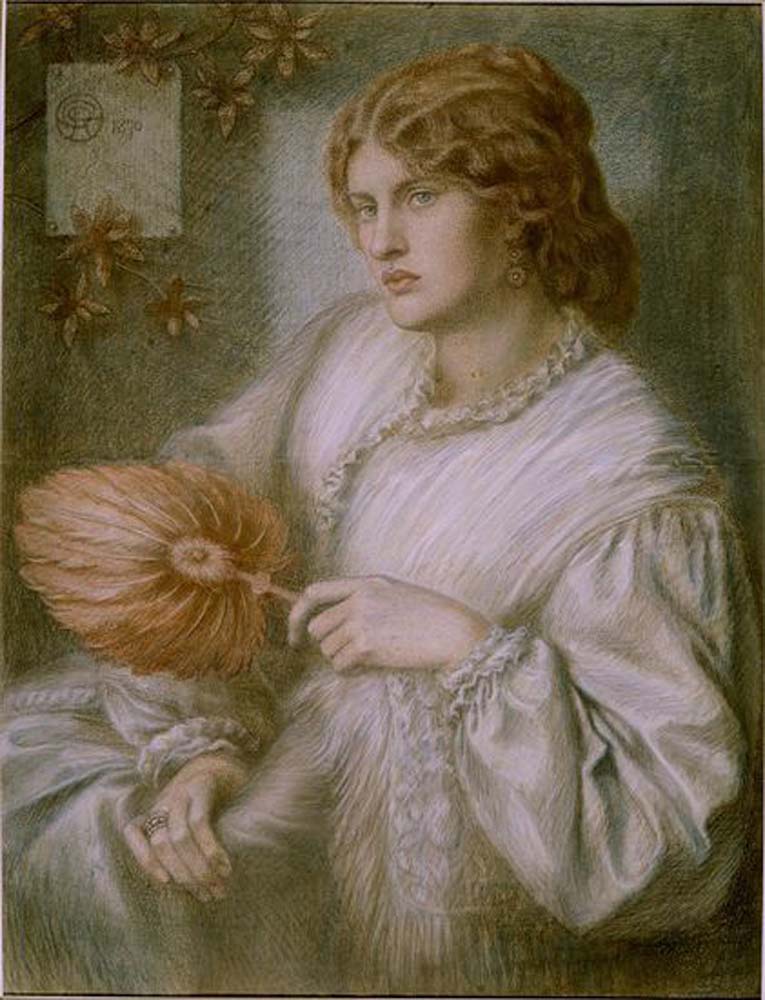 The Woman w a Fan, 1870 by Dante Gabriel Rossetti, English Pre-Raphaelite Painter,12x8"(A4) Poster Print