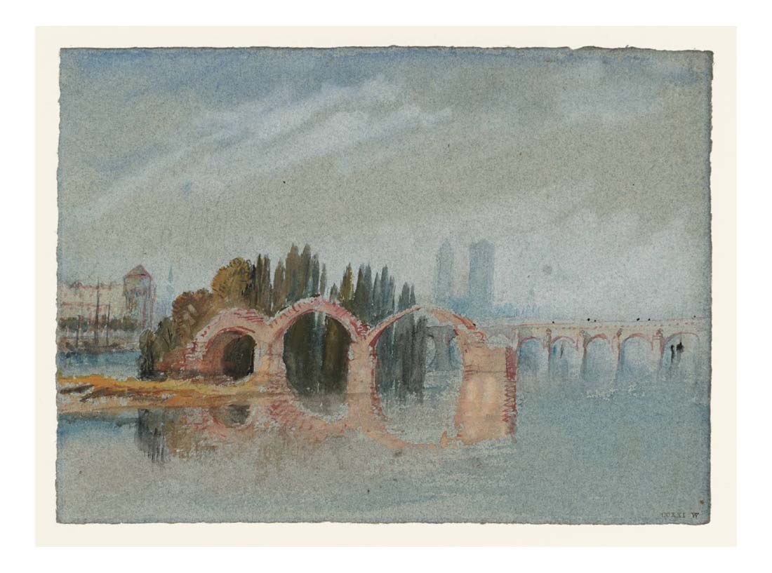 Tours, The Ruins of the Old Pont Eudes, with the City Beyond, 1826-28 by John Mallord William Turner RA, 12x8"(A4) Poster