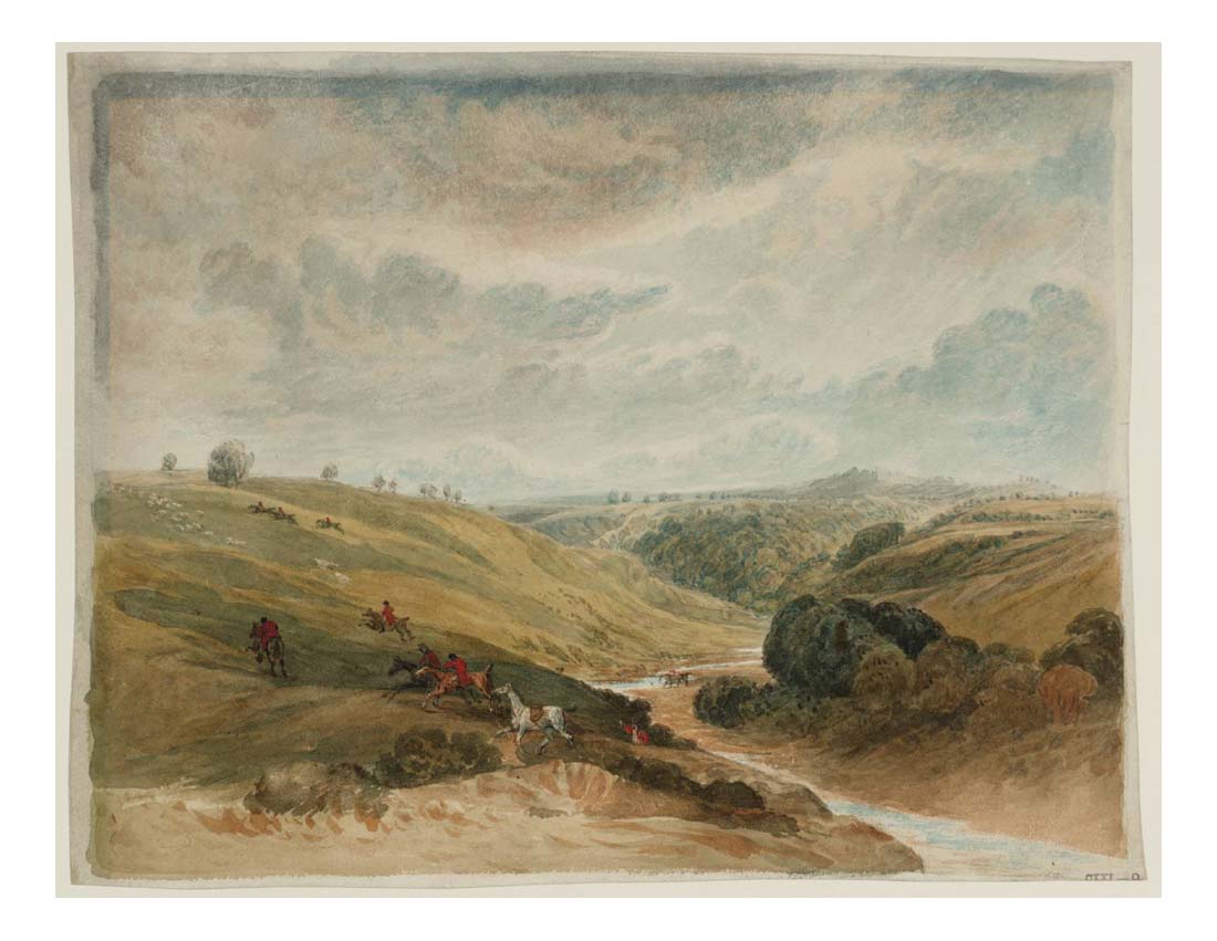 Vale of Pickering, Yorkshire, with Huntsmen, 1815 by John Mallord William Turner RA, 12x8"(A4) Poster