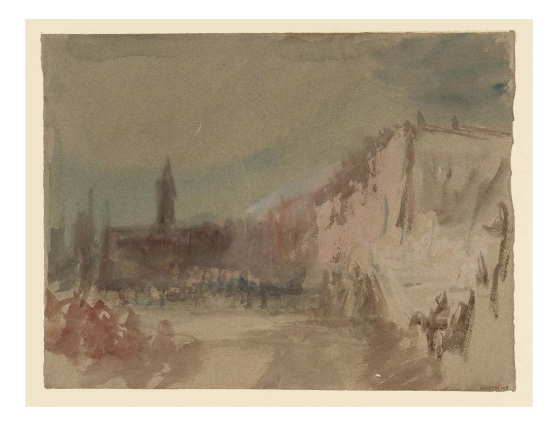 Venice, The Doge's Palace, from the Riva degli Schiavoni, by Moonlight, 1840 by John Mallord William Turner RA, 12x8"(A4) Poster