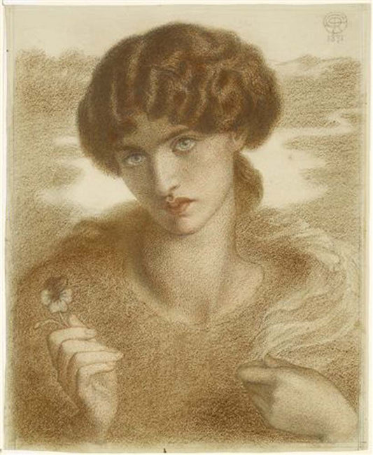 Water Willow - Female Head&Shoulders, 1871 by Dante Gabriel Rossetti, English Pre-Raphaelite Painter,12x8"(A4) Poster Print