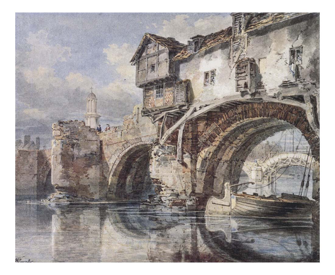 Welsh Bridge at Shrewsbury, 1794 by John Mallord William Turner RA, 12x8"(A4) Poster