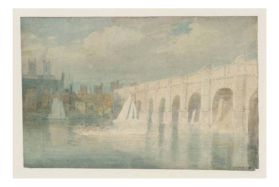 Westminster Bridge, with the Abbey Seen across the River, 1796 by John Mallord William Turner RA, 12x8"(A4) Poster