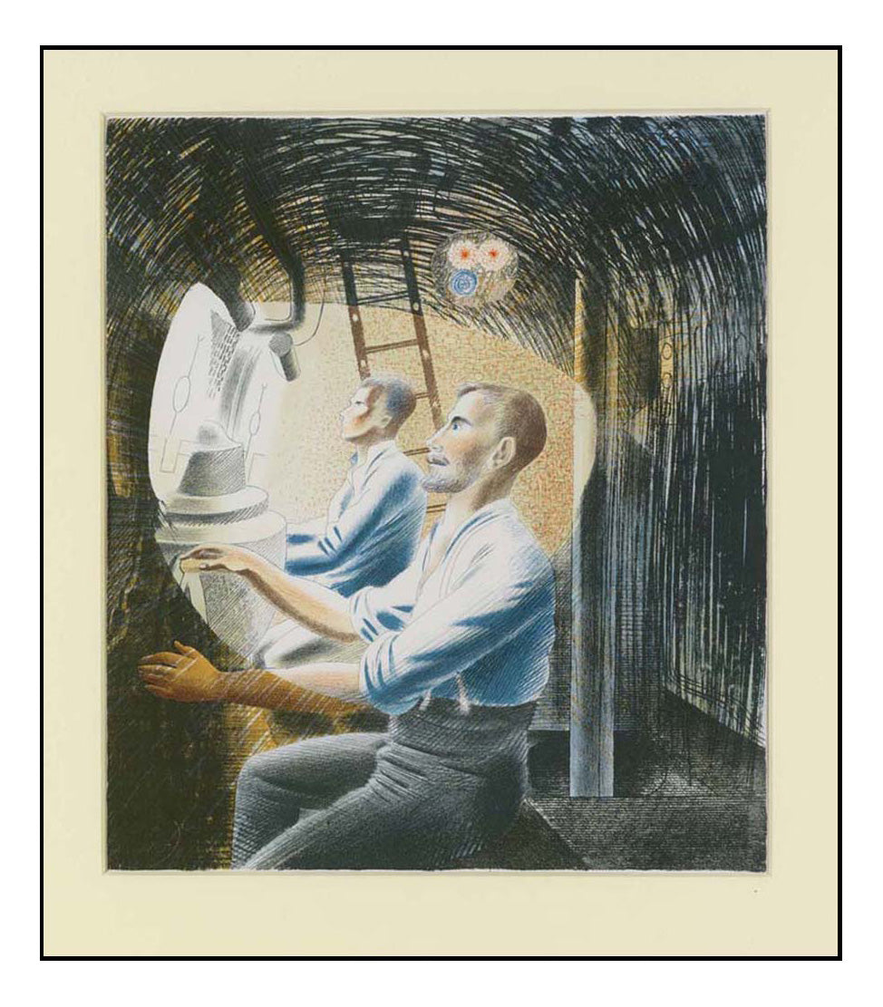 Working Controls Submerged, 1941, HMS Dolphin Submarine, WW2 by Eric Ravilious