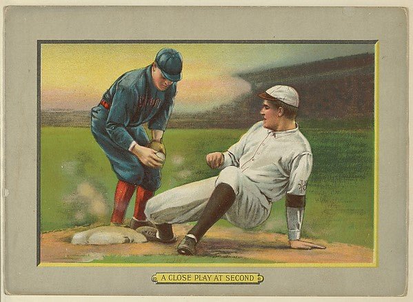 :A Close Play at Second from Turkey Red Cabinets c1911-16x12"(A3) Poster