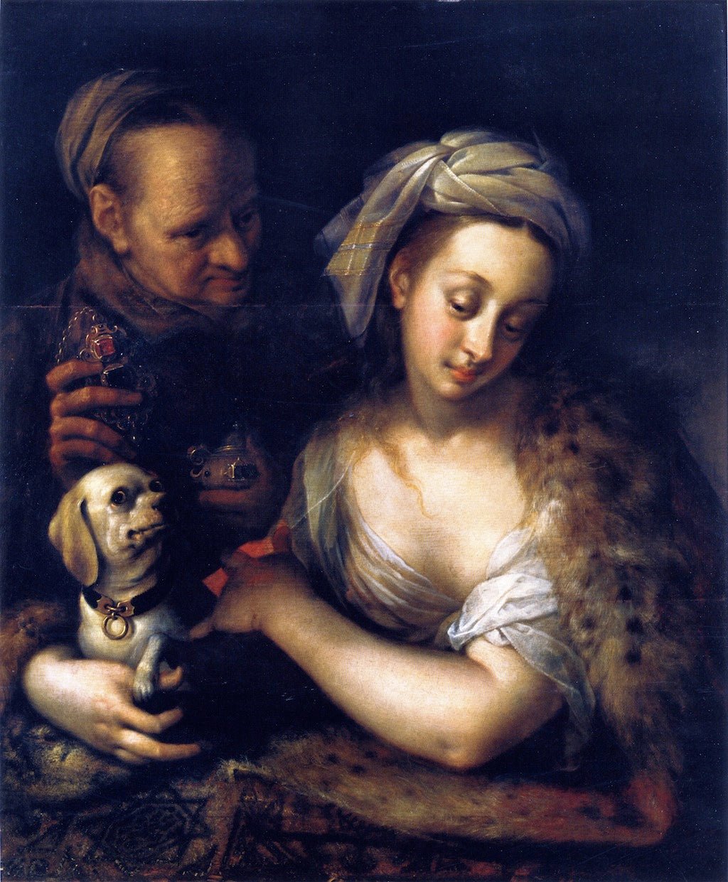 A Courtesan with Her Procuress, vintage artwork by Hans von Aachen, 12x8" (A4) Poster