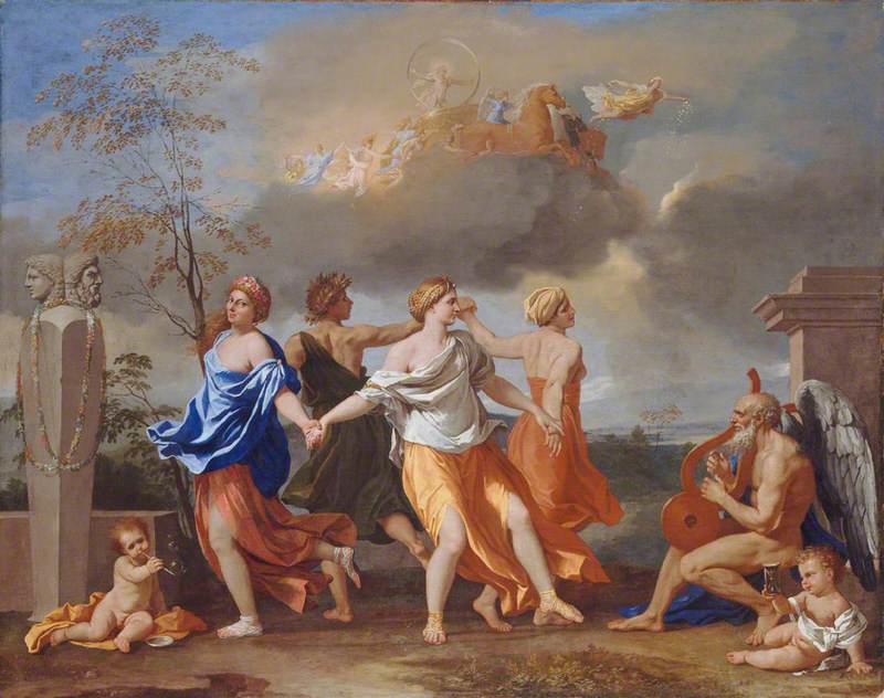 A Dance to the Music of Time by Nicolas Poussin, vintage art, modern poster print