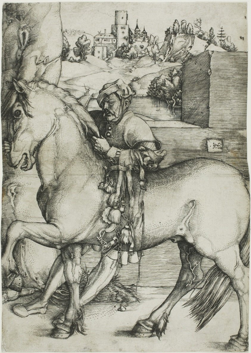 A Groom Bridling a Horse by Hans Baldung Grien, 23x16"( A2 size) Poster Print