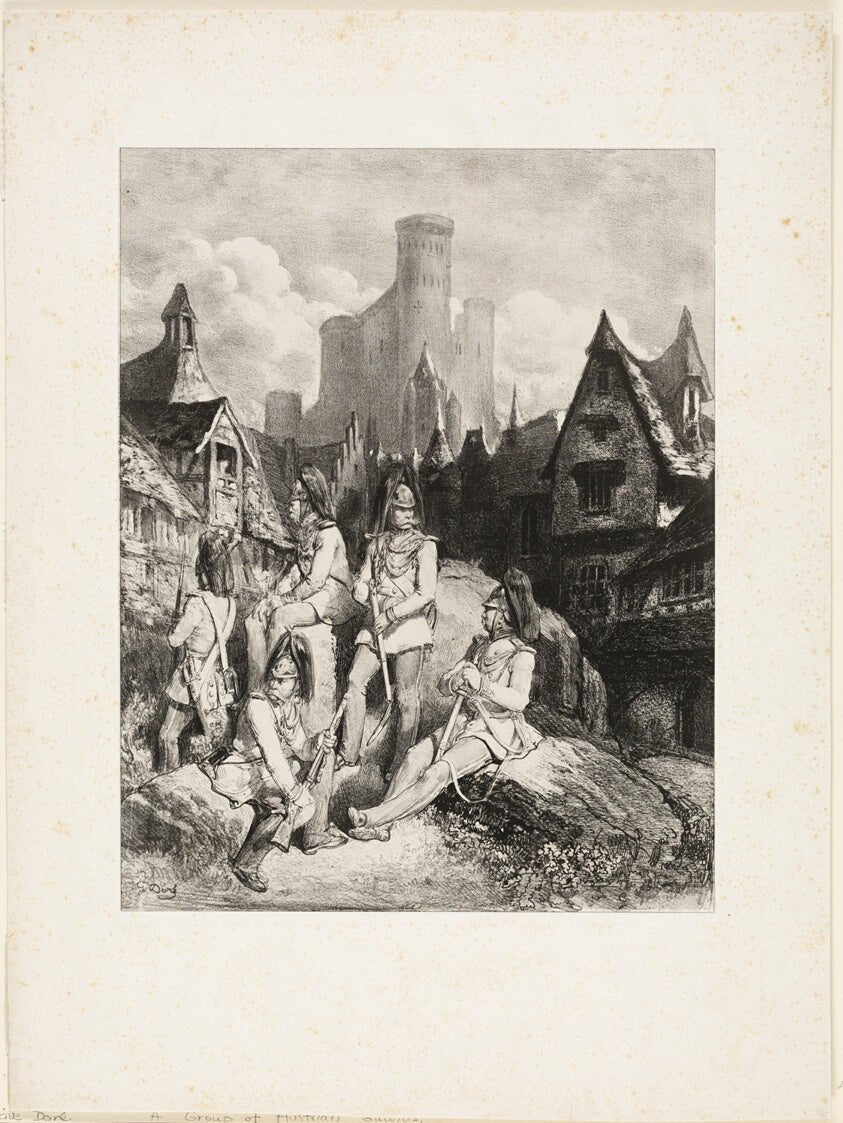 A Group of Austrian Guards by Gustave Dore, 23x16"( A2 size) Poster Print
