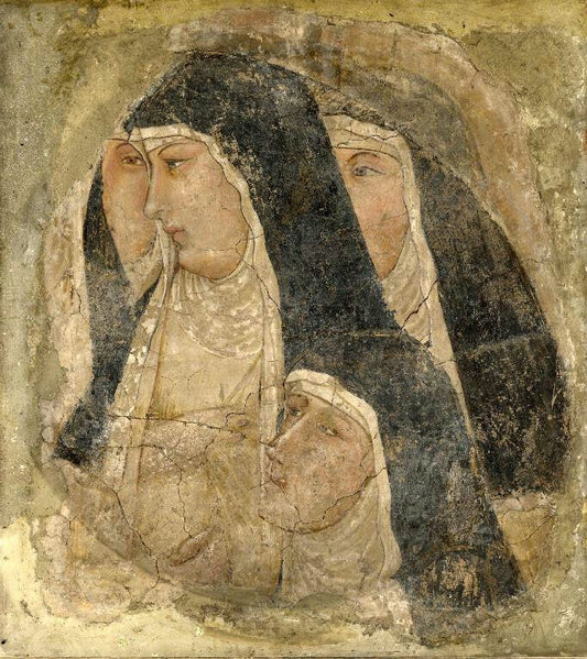 A Group of Four Poor Clares, vintage artwork by Ambrogio Lorenzetti, 12x8" (A4) Poster