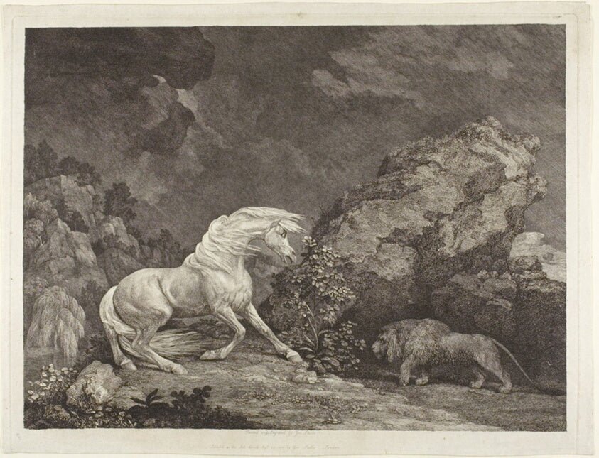 A Horse Frightened by a Lion by George Stubbs, 23x16"( A2 size) Poster Print