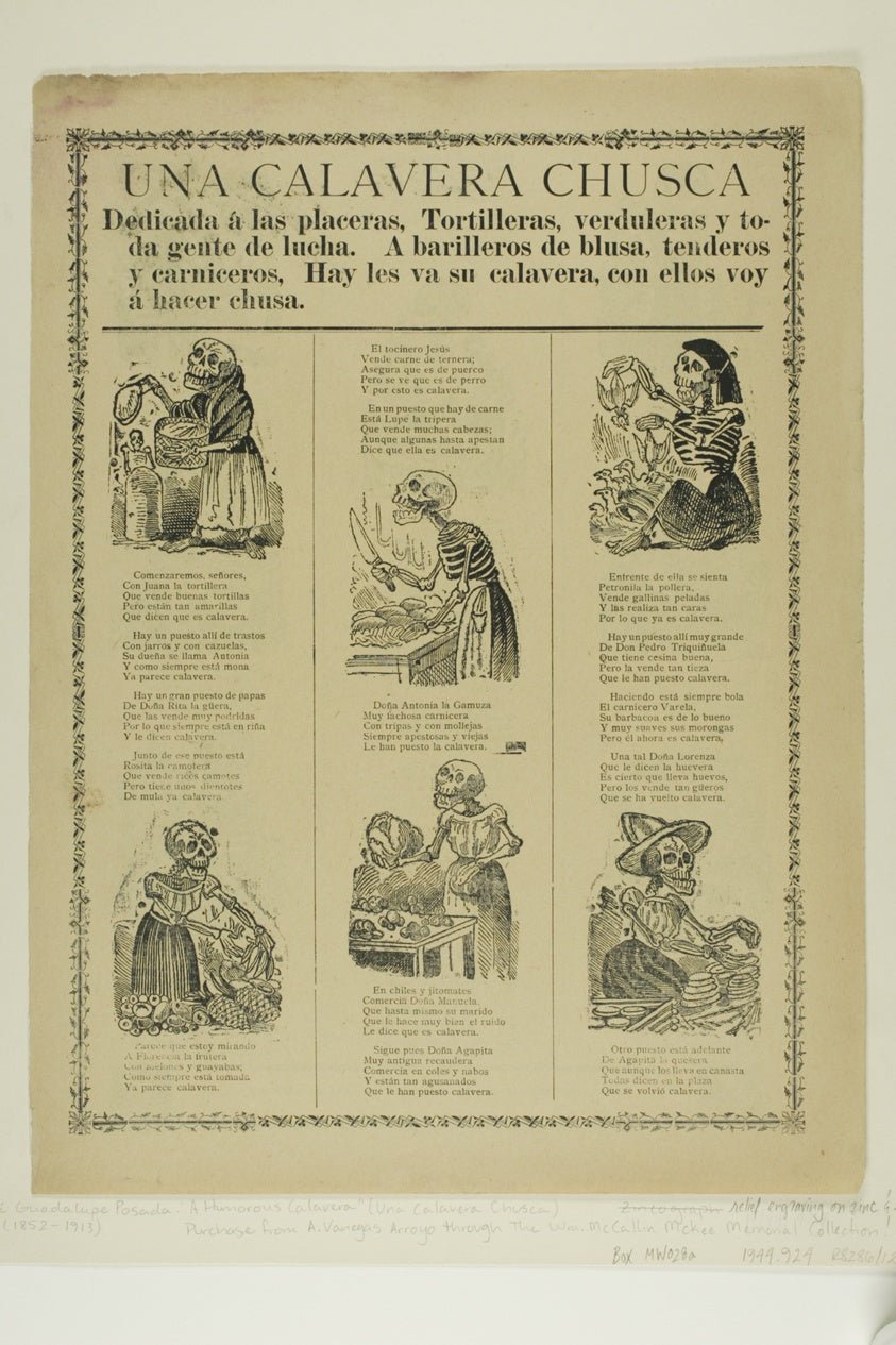 A Humorous Calavera by Jose Guadalupe Posada, 23x16"( A2 size) Poster Print