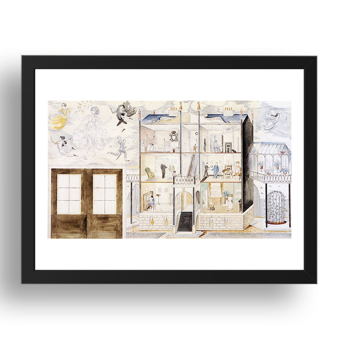 A Lodging House (Morley College) 1928 by Eric Ravilious, 17x13" Frame