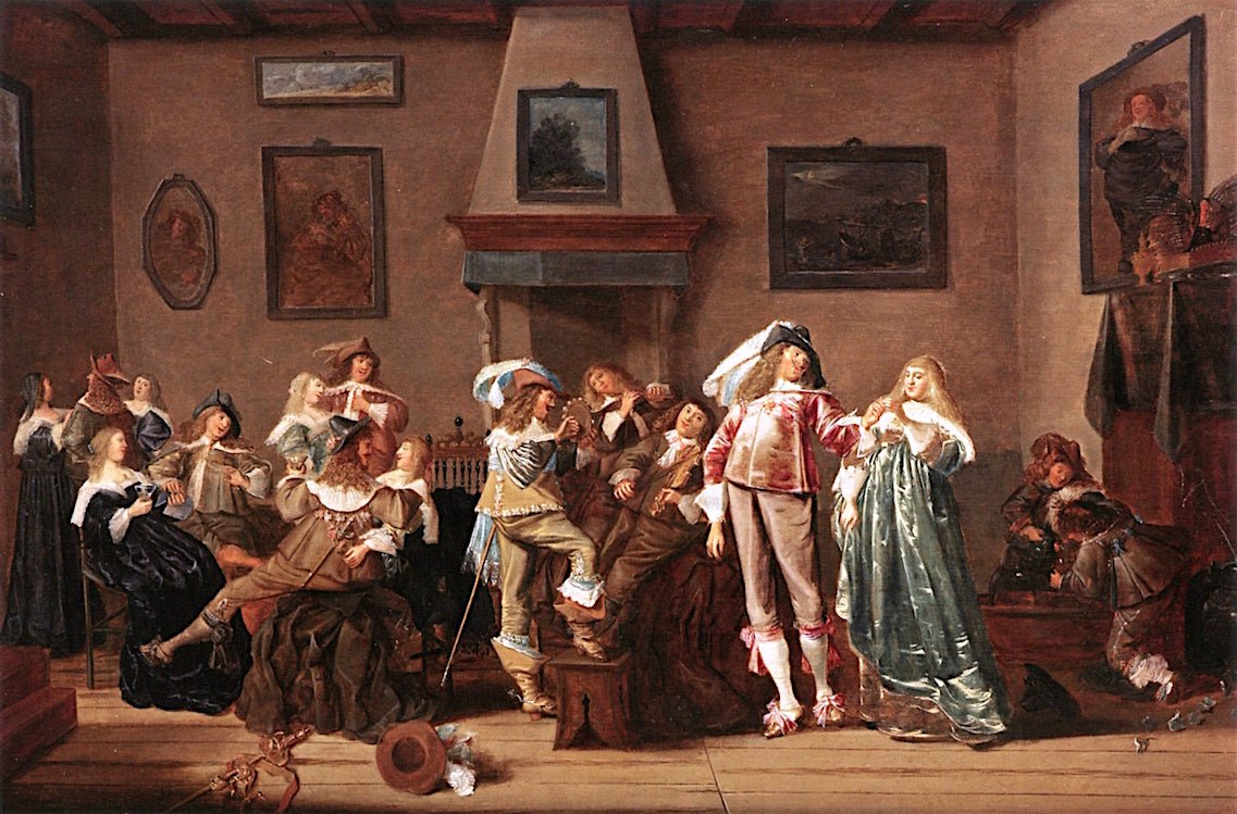 A Merry Company Making Music and Drinking in an Interior, vintage artwork by Dirck Hals, 12x8" (A4) Poster