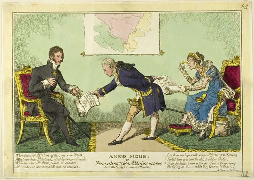 A New Mode of Presenting Two Addresses at Once by Charles WIlliams (English, active 1797-1830), 23x16"( A2 size) Poster Print