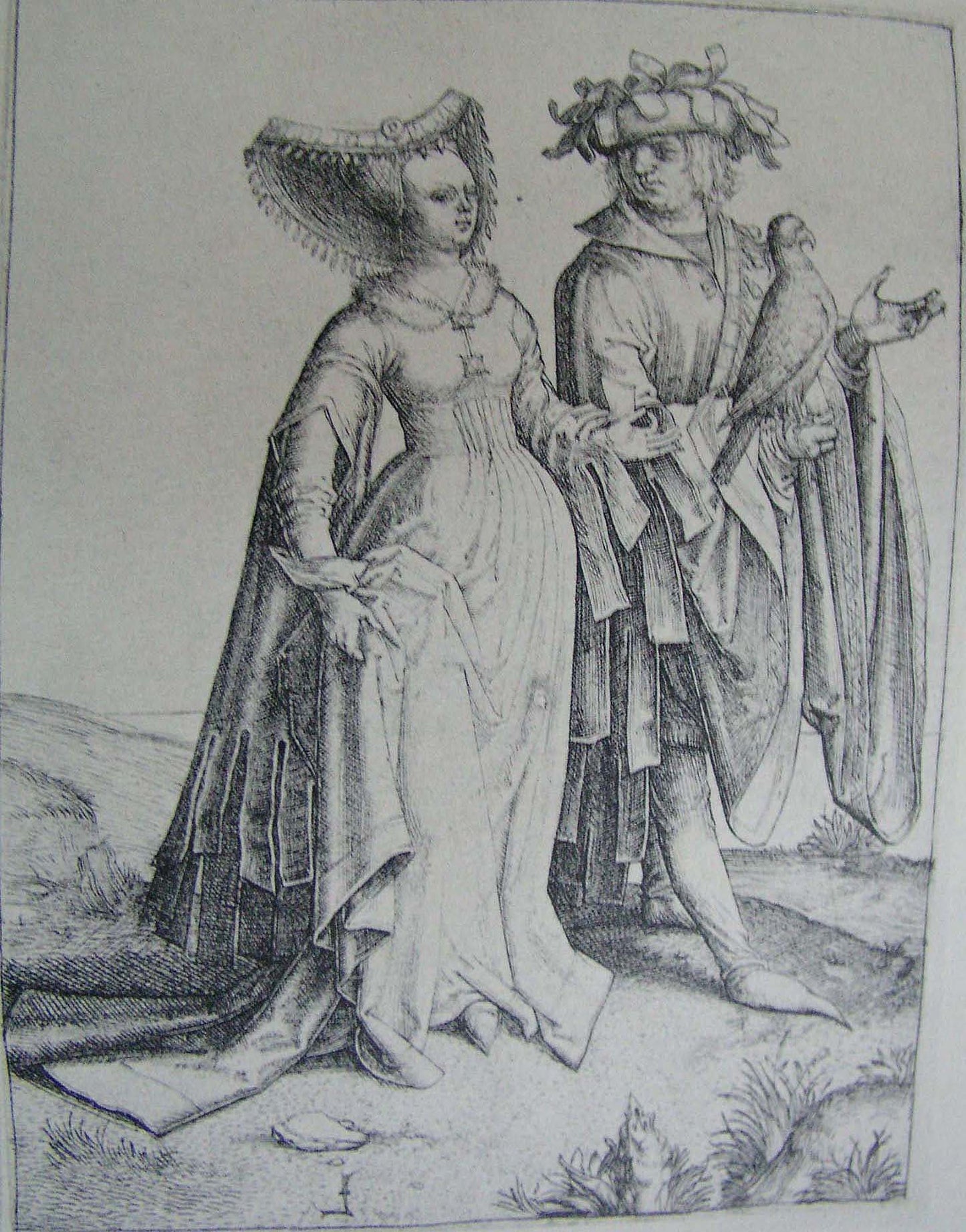 A pair, vintage artwork by Master E.S., A3 (16x12") Poster Print