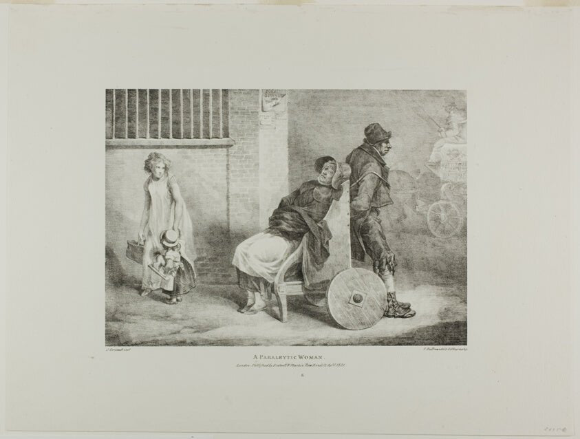 A Paraleytic Woman, plate 9 from Various Subjects Drawn from Life on Stone by Jean Louis Andre Theodore Gericault (French, 1791-1824), 23x16"( A2 size) Poster Print