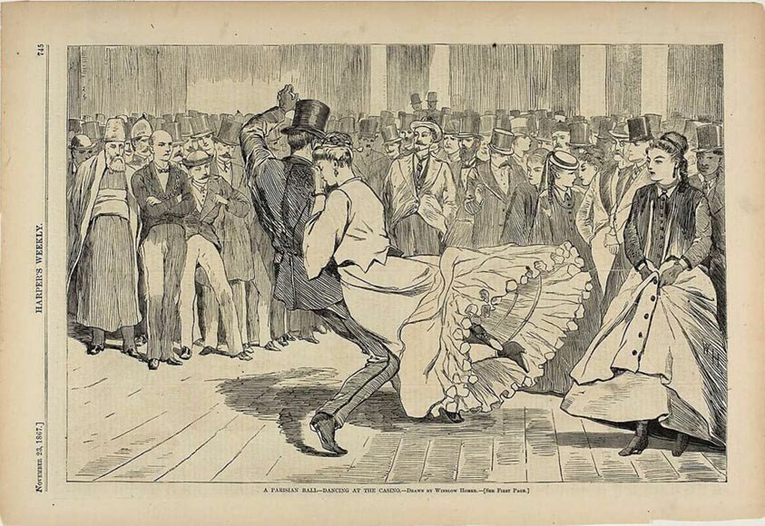 A Parisian Ball—Dancing at the Casino by Winslow Homer (American, 1836-1910), 23x16"( A2 size) Poster Print