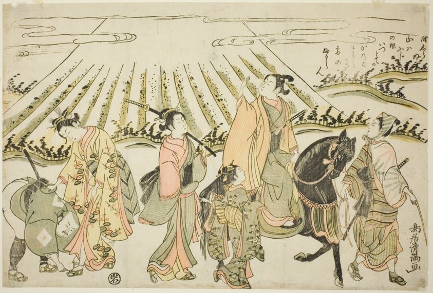 A parody of Narihira's eastern journey by Torii Kiyomitsu I, 23x16"( A2 size) Poster Print
