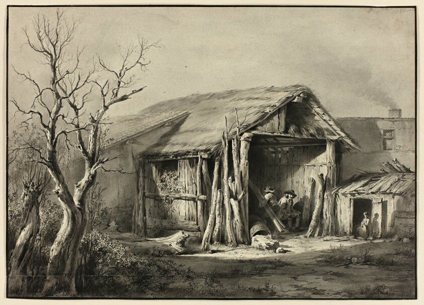 A Peasant Seated in a Shed by Jean Jacques de Boissieu, 23x16"( A2 size) Poster Print