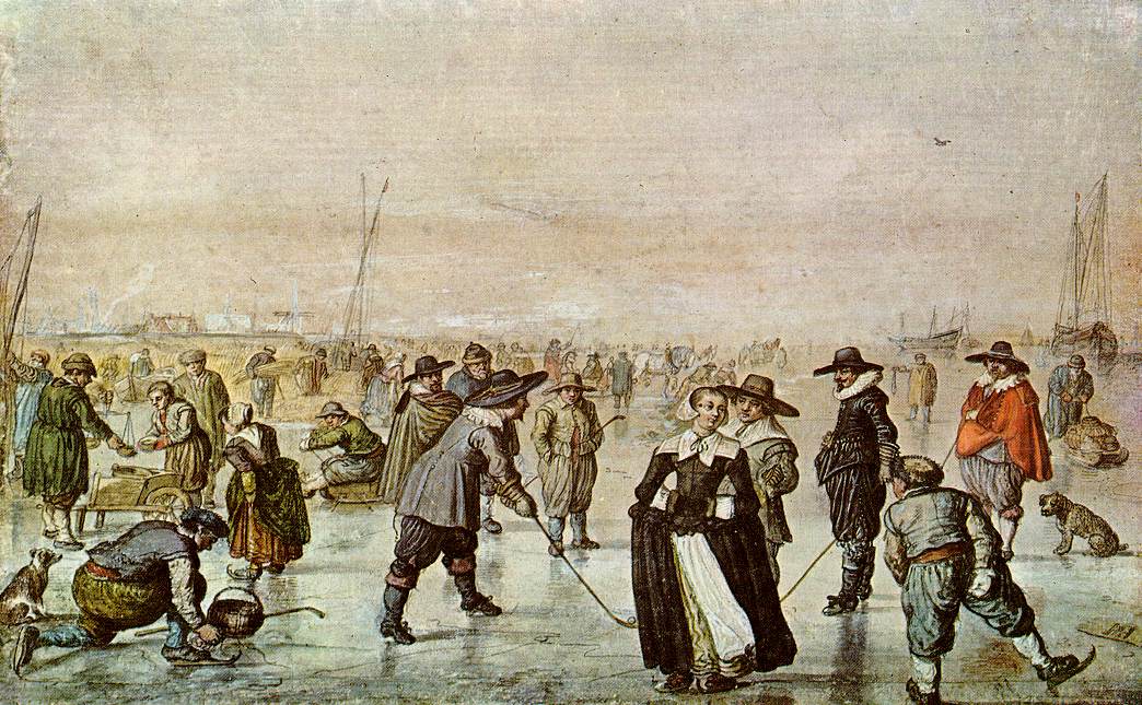 A Scene on Ice, vintage artwork by Hendrick Avercamp, 12x8" (A4) Poster
