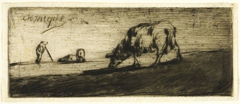 A Sheep Grazing by Jean François Millet (French, 1814-1875), 23x16"( A2 size) Poster Print