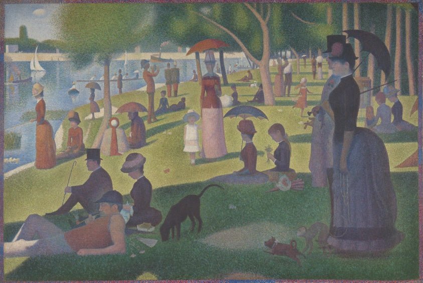 A Sunday on La Grande Jattet - 1884 by Georges Seurat, vintage art, modern poster print