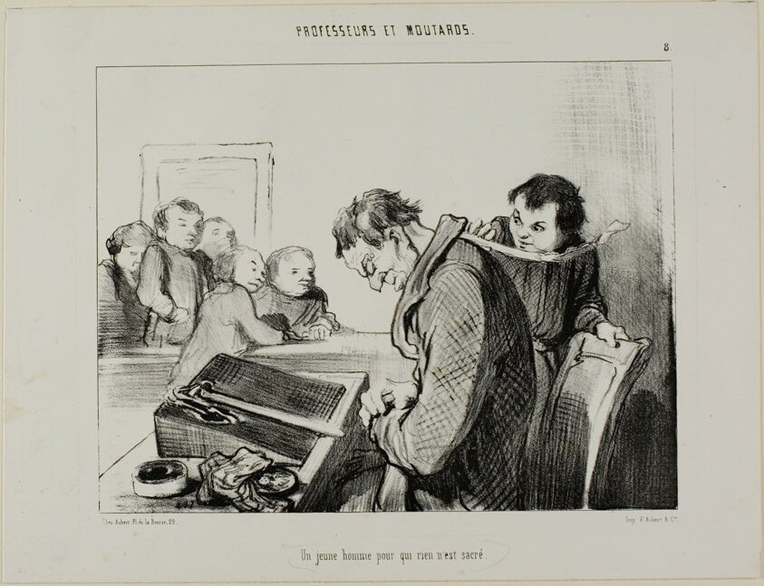 A Young Man to Whom Nothing is Sacred, plate 8 from Professeurs Et Moutards by Honore Victorin Daumier, 23x16"( A2 size) Poster Print