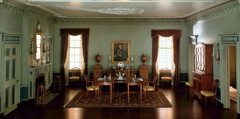 A10 by Massachusetts Dining Room, 1795 by Mrs. James Ward Thorne, 23x16"( A2 size) Poster Print