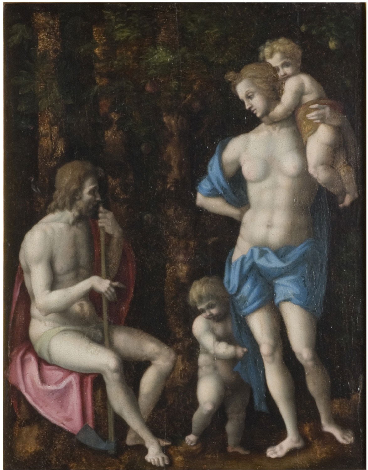 Adam and Eve with Cain and Abel, vintage artwork by Il Bacchiacca, A3 (16x12") Poster Print