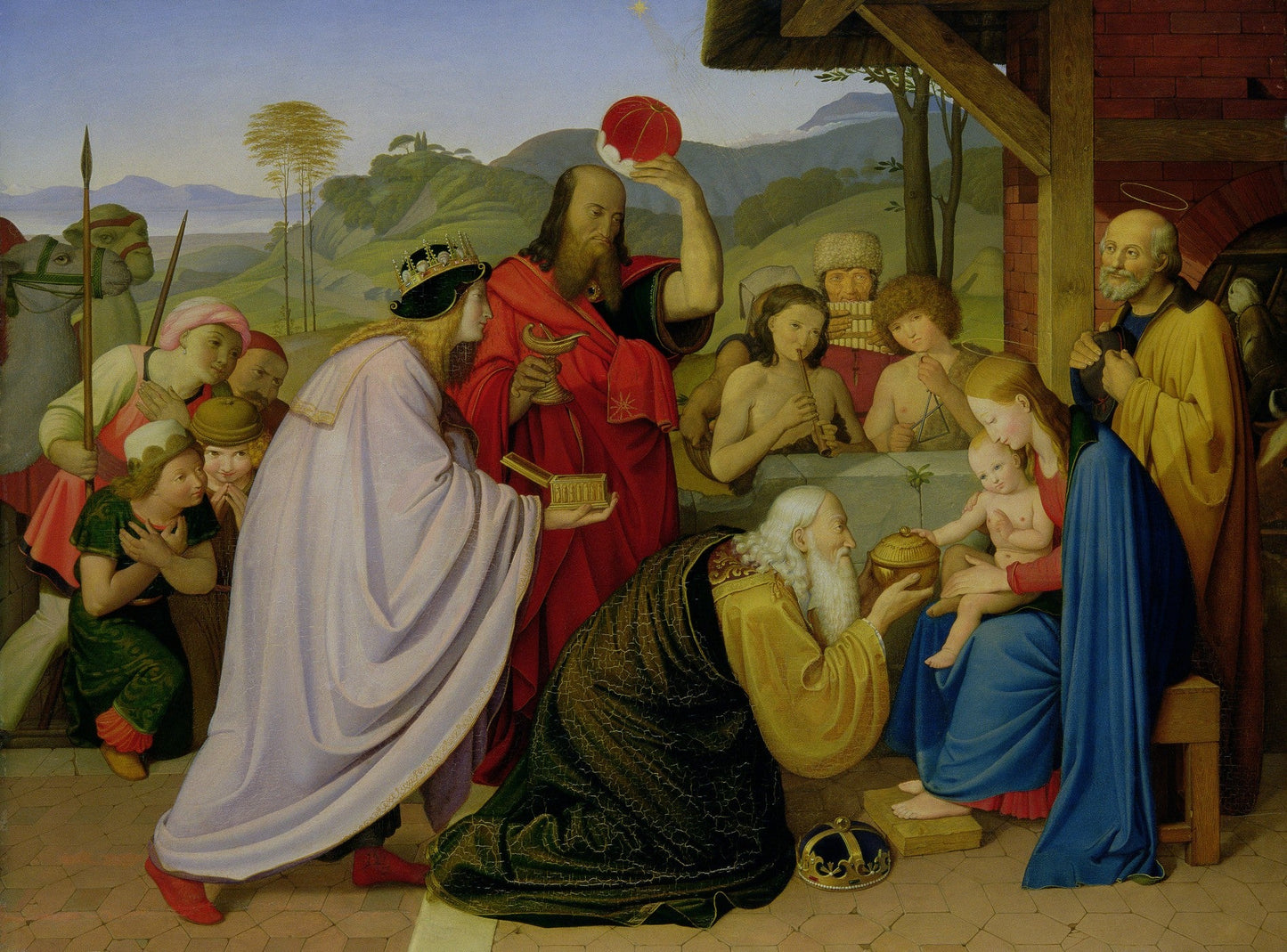 Adoration of the Kings by Friedrich Overbeck, vintage art, modern poster print