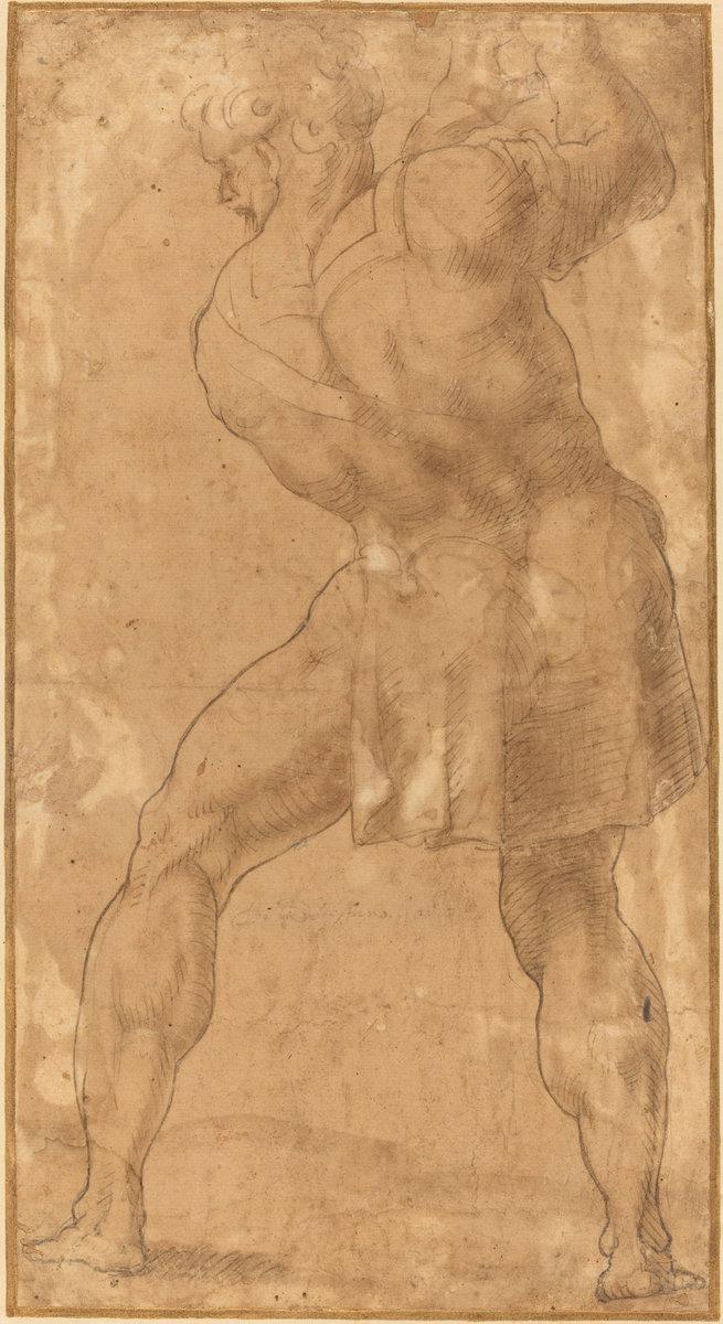 after Polidoro da Caravaggio:pen and brown ink with brown wa,16x12"(A3) Poster