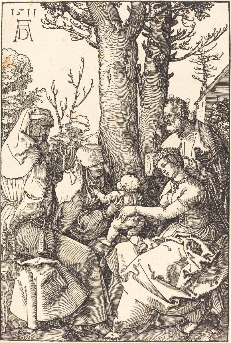 Albrecht Dürer:The Holy Family with Joachim and Anne under a,16x12"(A3) Poster