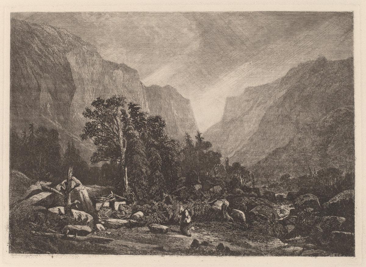 Alexandre Calame:Couple by a Ruined House,16x12"(A3) Poster