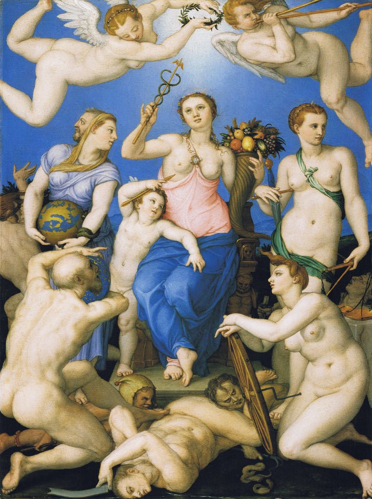 Allegory of Happiness, vintage artwork by Agnolo Bronzino, A3 (16x12") Poster Print