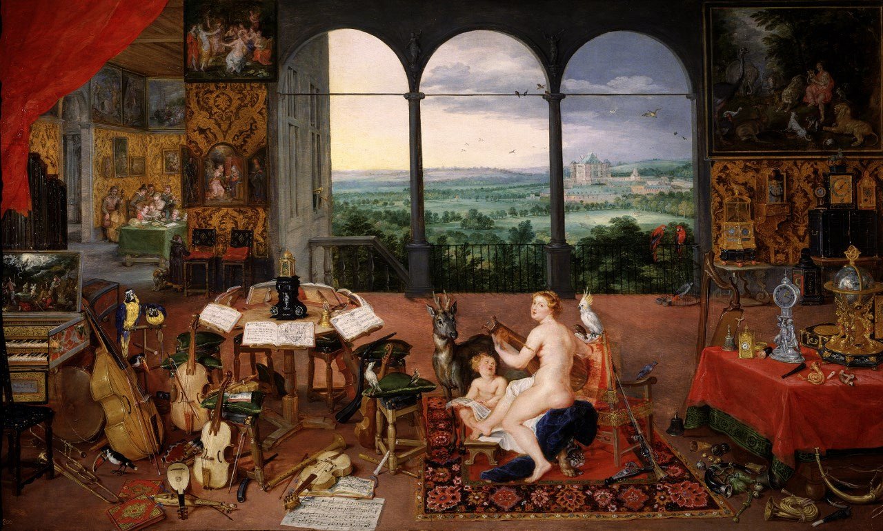 Allegory of Hearing, vintage artwork by Jan Brueghel the Elder, 12x8" (A4) Poster