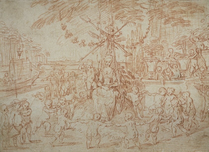 Allegory of Spring, or the Young Gardeners by Jean Antoine Watteau, 23x16"( A2 size) Poster Print