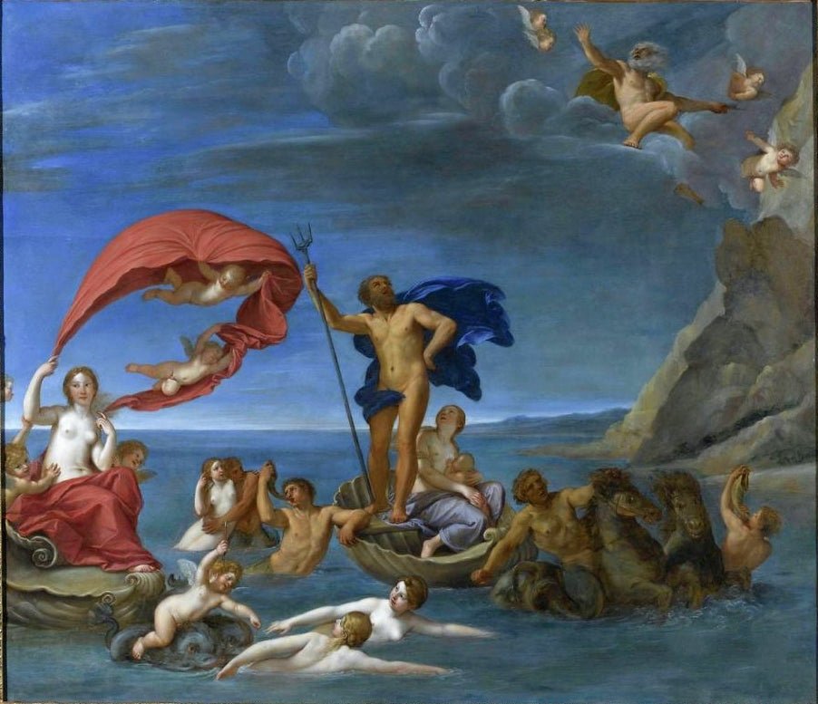 Allegory of the Sea, vintage artwork by Francesco Albani, 12x8" (A4) Poster