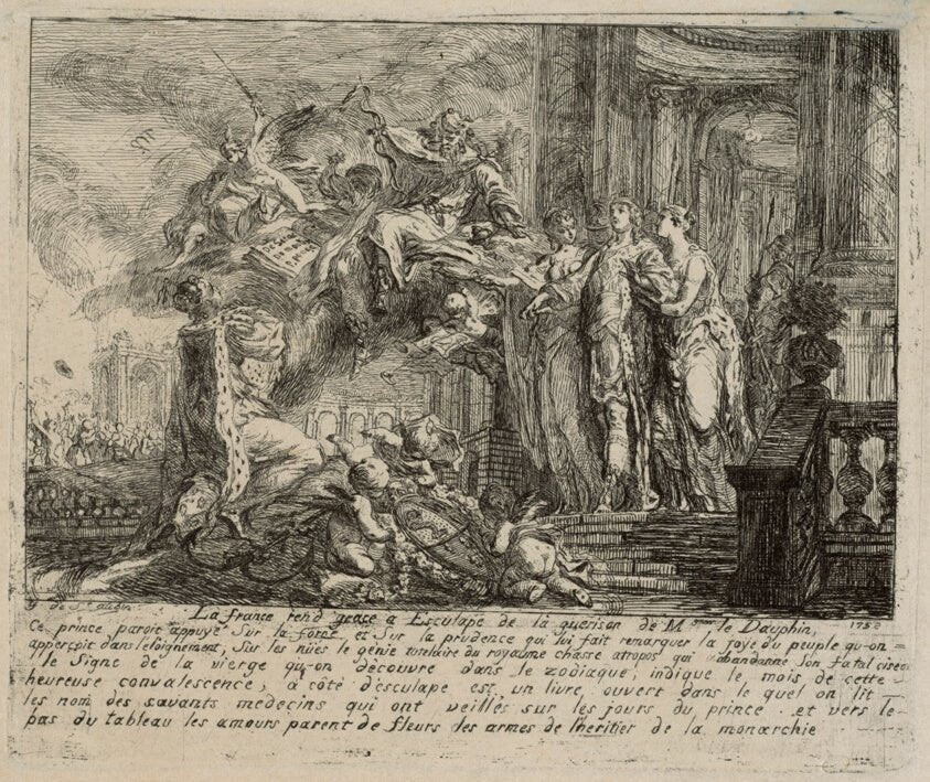 Allegory on the Convalescence of the Dauphin by Gabriel Jacques de Saint-Aubin, 23x16"( A2 size) Poster Print