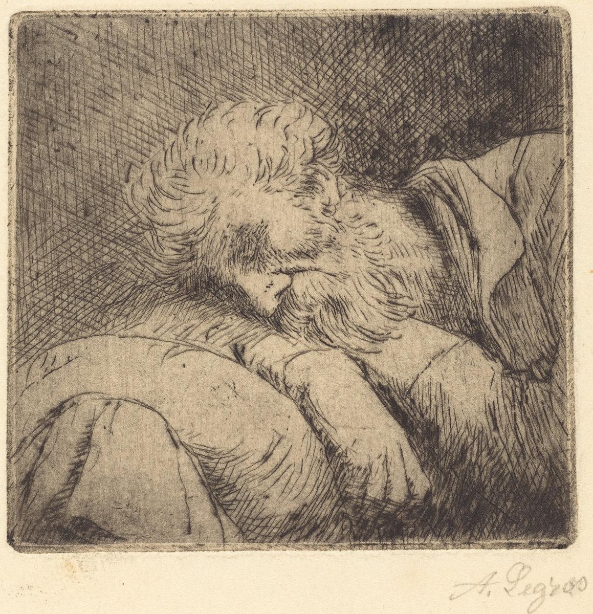 Alphonse Legros:Sleeping Beggar (Mendiant endormi),16x12"(A3) Poster